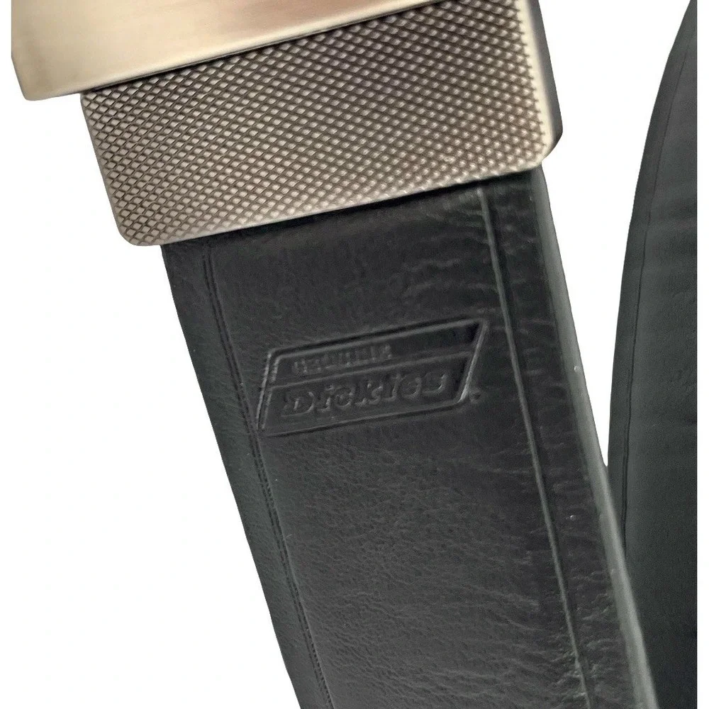 Dickies Reversible Men's Leather Black-Brown Belt Brushed Silver Buckle Size 42